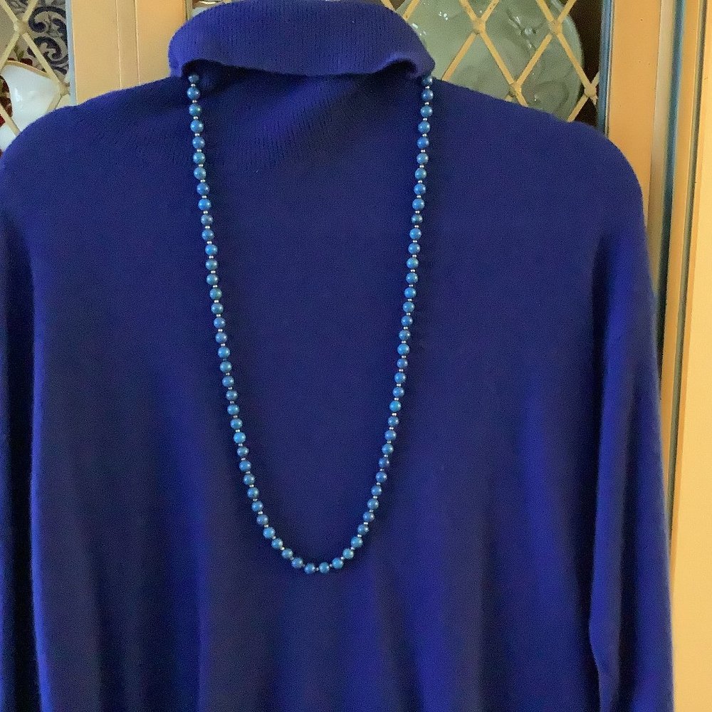 Beautiful Lapi and sterling bead necklace